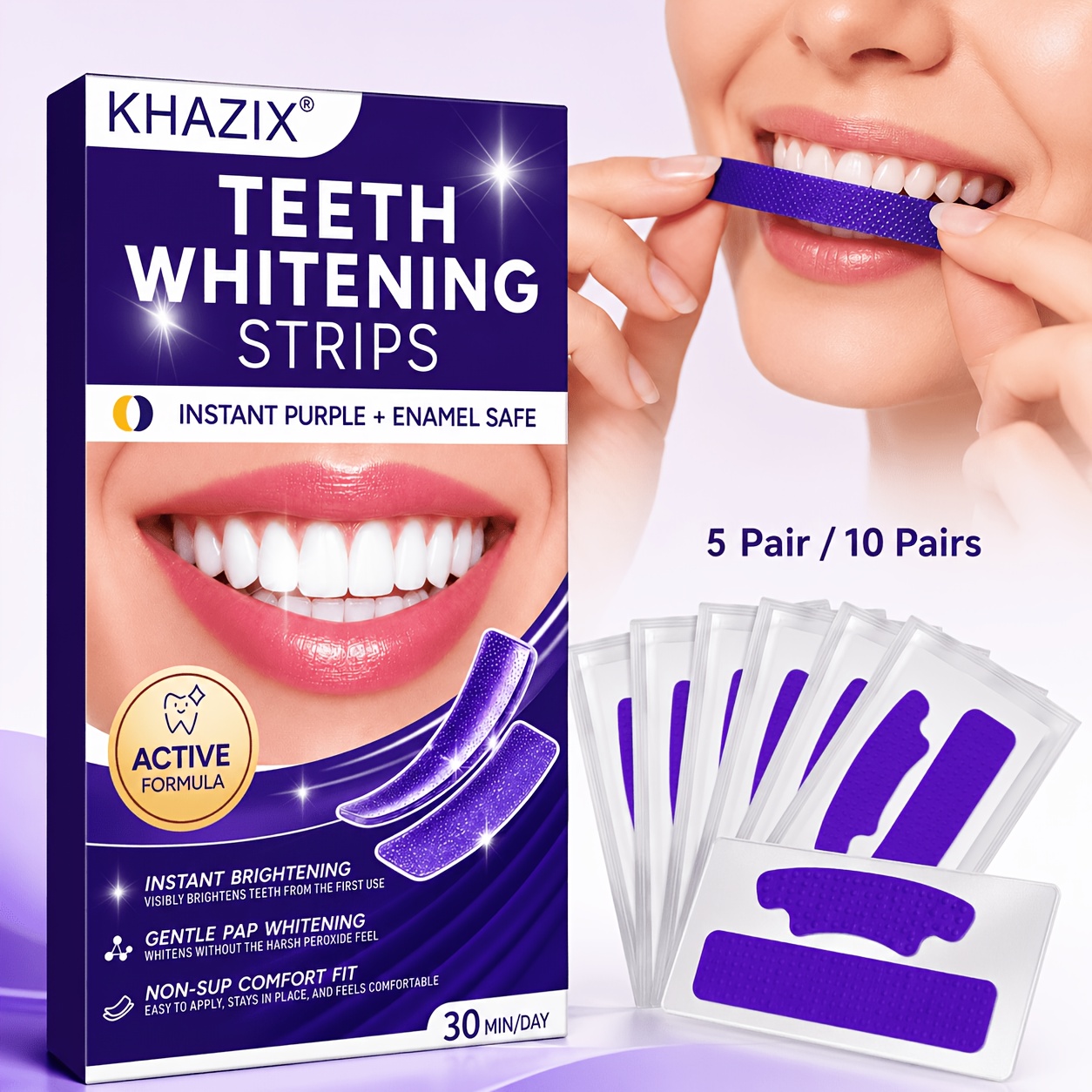 5/10pairs Purple Teeth Whiteni - Teeth Whitening Strips Permanent review and price