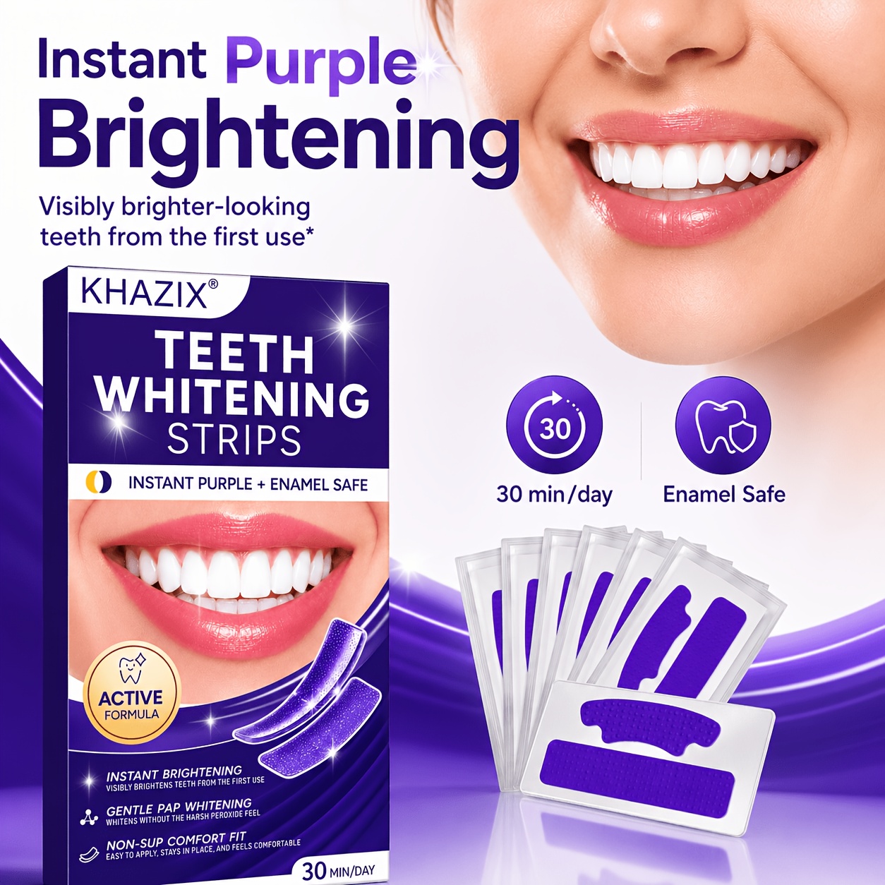 5/10pairs Purple Teeth Whiteni - Teeth Whitening Strips Permanent review and price